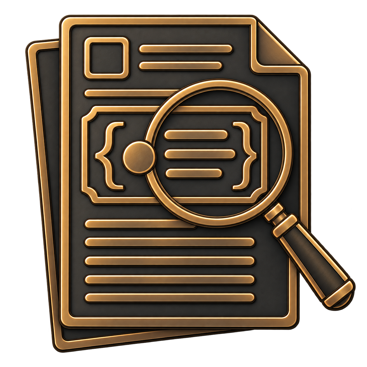 Document under magnifying glass representing a formal definition