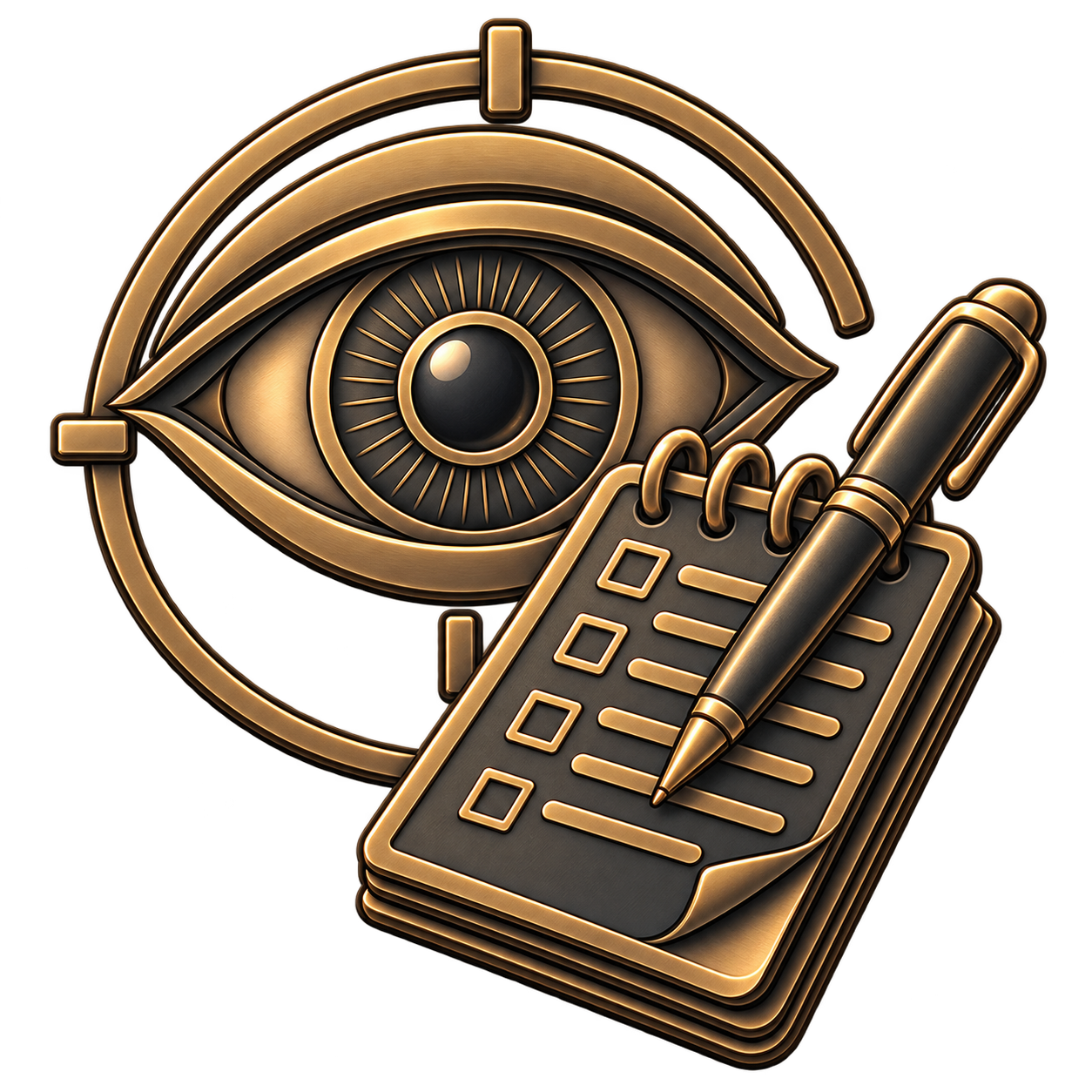 Eye and notepad representing observation